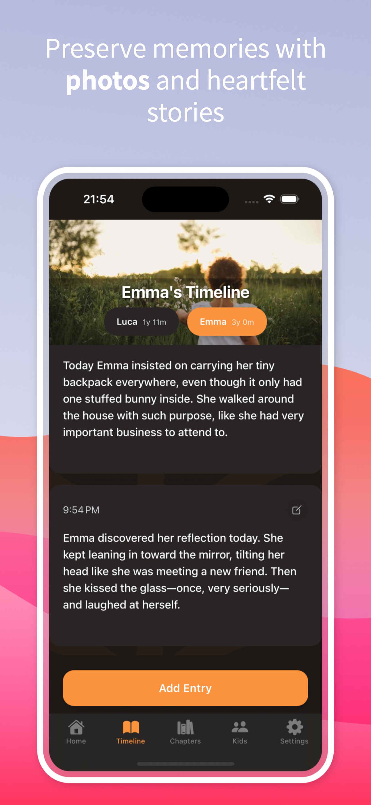 Journal entries with photos